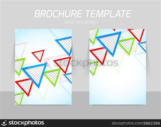 Flyer template back and front design with colorful triangles