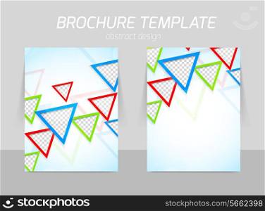 Flyer template back and front design with colorful triangles