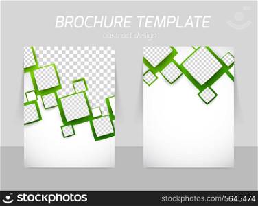 Flyer template back and front design with green squares