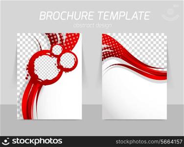 Flyer template back and front design with wavy red lines