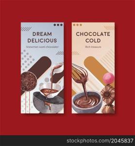 Flyer template with chocolate winter concept design for brochure and leaflet watercolor vector illustration