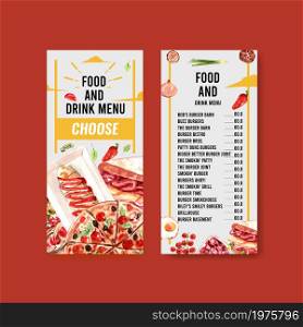 Flyer template with cooking design for brochure and advertise watercolor illustration