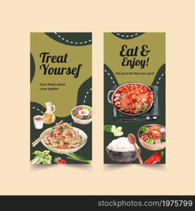 Flyer template with cooking design for brochure and advertise watercolor illustration