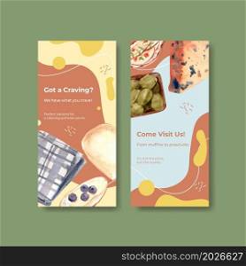 Flyer template with European picnic concept design for brochure and advertise watercolor vector illustration.
