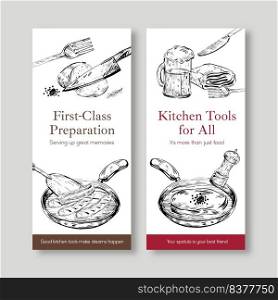 Flyer template with kitchen appliances concept design for brochure vector illustration