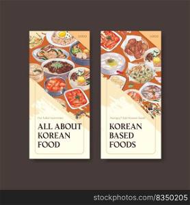 Flyer template with Korean foods concept,watercolor style 
