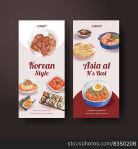 Flyer template with Korean foods concept,watercolor style 