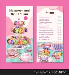 Flyer template with macaron sweet concept,watercolor style 