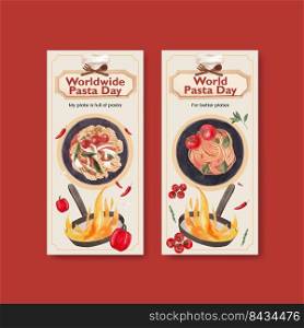 Flyer template with pasta cancept,watercolor style 