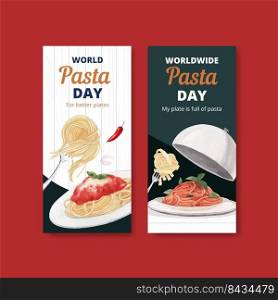 Flyer template with pasta cancept,watercolor style 