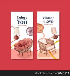 Flyer template with terracotta decor concept design for brochure and marketing watercolor vector illustration