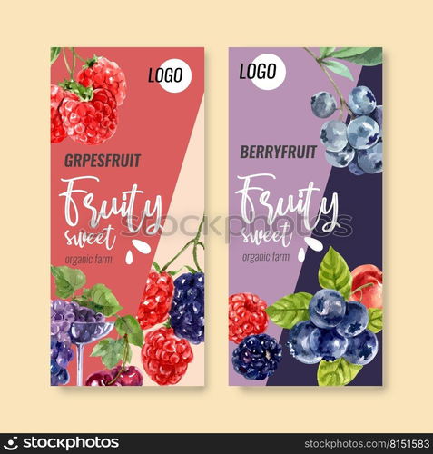 Flyer watercolor design with Fruits theme, various berries vector illustration 