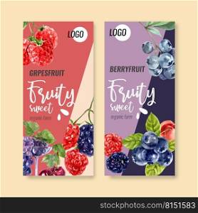 Flyer watercolor design with Fruits theme, various berries vector illustration 