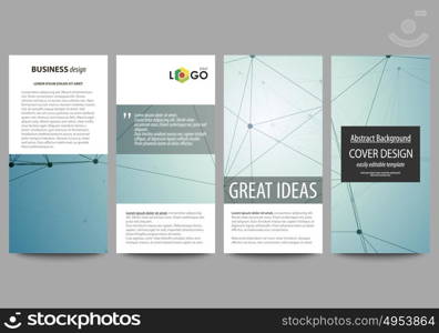 Flyers set, modern banners. Business templates. Cover design template, abstract vector layouts. Geometric background, connected line and dots. Molecular structure. Scientific, medical concept.. Flyers set, modern banners. Business templates. Cover design template, easy editable abstract vector layouts. Geometric background, connected line and dots. Molecular structure. Scientific, medical, technology concept