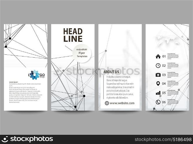 Flyers set, modern banners. Business templates. Cover design template, abstract vector layouts. DNA and neurons molecule structure. Medicine, science, technology concept. Scalable graphic.. Flyers set, modern banners. Business templates. Cover design template, easy editable abstract vector layouts. DNA and neurons molecule structure. Medicine, science, technology concept. Scalable graphic.
