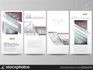 Flyers set, modern banners. Business templates. Cover design template, abstract vector layouts. Compounds lines and dots. Big data visualization in minimal style. Graphic communication background.. Flyers set, modern banners. Business templates. Cover design template, easy editable abstract vector layouts. Compounds lines and dots. Big data visualization in minimal style. Graphic communication background.