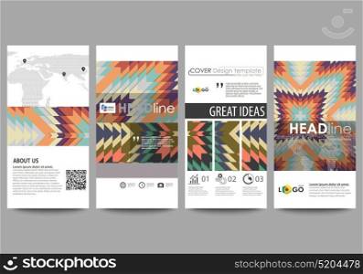 Flyers set, modern banners. Business templates. Cover design template, abstract vector layouts. Tribal pattern, geometrical ornament in ethno syle, ethnic hipster backdrop, vintage fashion background.. Flyers set, modern banners. Business templates. Cover design template, easy editable abstract vector layouts. Tribal pattern, geometrical ornament in ethno syle, ethnic hipster backdrop, vintage fashion background.