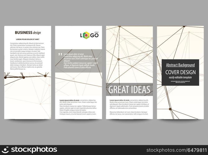 Flyers set, modern banners. Business templates. Cover design template, abstract vector layouts. Technology, science, medical concept, dots and lines, cybernetic digital style. Lines plexus.. Flyers set, modern banners. Business templates. Cover design template, easy editable abstract vector layouts. Technology, science, medical concept, dots and lines, cybernetic digital style. Lines plexus
