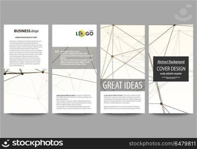 Flyers set, modern banners. Business templates. Cover design template, abstract vector layouts. Technology, science, medical concept, dots and lines, cybernetic digital style. Lines plexus.. Flyers set, modern banners. Business templates. Cover design template, easy editable abstract vector layouts. Technology, science, medical concept, dots and lines, cybernetic digital style. Lines plexus