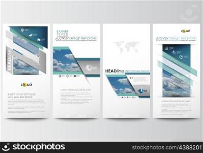 Flyers set, modern banners. Business templates. Cover design template, easy editable, abstract blue flat layouts, vector illustration