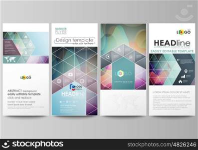 Flyers set, modern banners. Business templates. Cover design template, easy editable abstract flat layouts, vector illustration. Bright color pattern, colorful design with overlapping shapes forming abstract beautiful background.