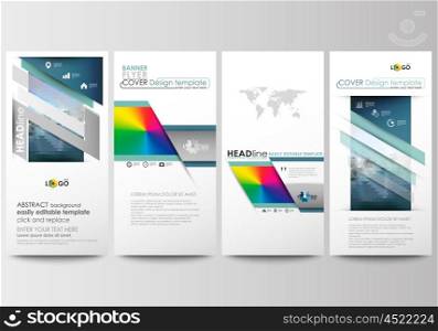 Flyers set, modern banners. Business templates. Cover design template, easy editable, abstract flat layouts. Abstract triangles, blue triangular background, modern colorful polygonal vector.