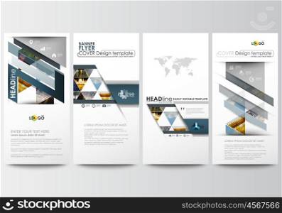 Flyers set, modern banners. Business templates. Cover design template, easy editable, abstract flat layouts. Abstract multicolored background of nature landscapes, geometric triangular style, vector illustration