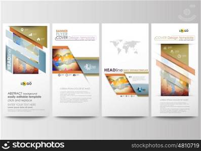 Flyers set, modern banners. Business templates. Cover design template, easy editable, abstract flat layouts. Abstract colorful triangle design vector background with polygonal molecules.