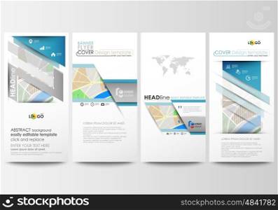 Flyers set, modern banners. Business templates. Cover design template, easy editable, abstract flat layouts. City map with streets. Flat design template for tourism businesses, abstract vector illustration.