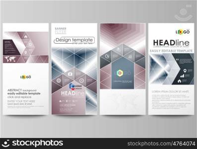 Flyers set, modern banners. Business templates. Cover design template, easy editable abstract vector layouts. Simple monochrome geometric pattern. Abstract polygonal style, stylish modern background.
