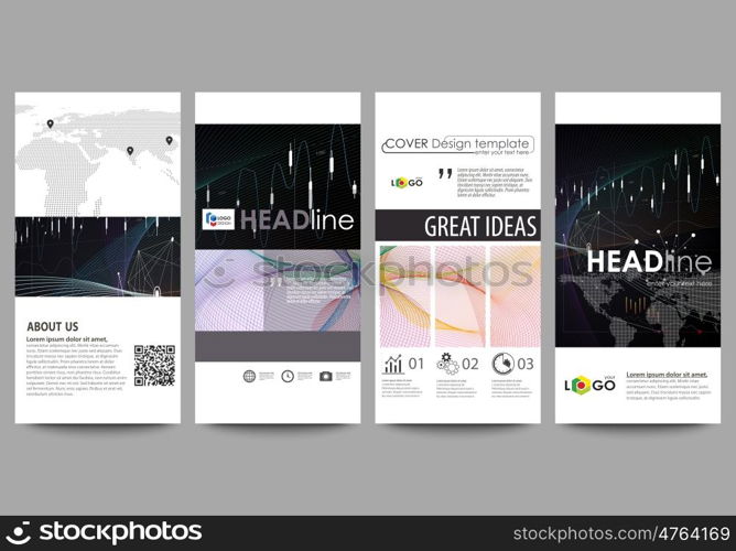 Flyers set, modern banners. Business templates. Cover design template, easy editable abstract vector layouts. Colorful abstract infographic background in minimalist style made from lines, symbols, charts, diagrams and other elements.