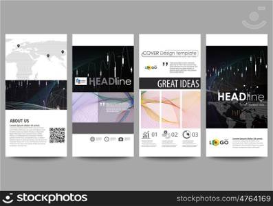 Flyers set, modern banners. Business templates. Cover design template, easy editable abstract vector layouts. Colorful abstract infographic background in minimalist style made from lines, symbols, charts, diagrams and other elements.