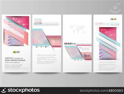 Flyers set, modern banners. Business templates. Cover design template, easy editable abstract vector layouts. Sweet pink and blue decoration, pretty romantic design, cute candy background.