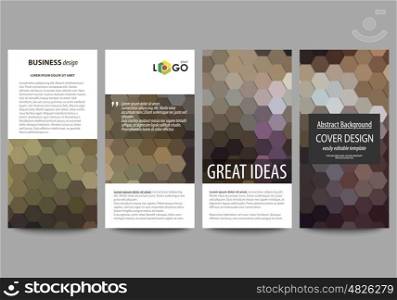 Flyers set, modern banners. Business templates. Cover design template, easy editable abstract vector layouts. Abstract multicolored backgrounds. Geometrical patterns. Triangular and hexagonal style.