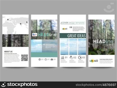 Flyers set, modern banners. Business templates. Cover design template, easy editable abstract vector layouts. Colorful background made of triangular or hexagonal texture for travel business, natural landscape in polygonal style.