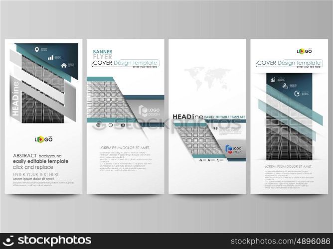 Flyers set, modern banners. Business templates. Cover design template, easy editable abstract vector layouts. Abstract infinity background, 3d structure with rectangles forming illusion of depth and perspective.