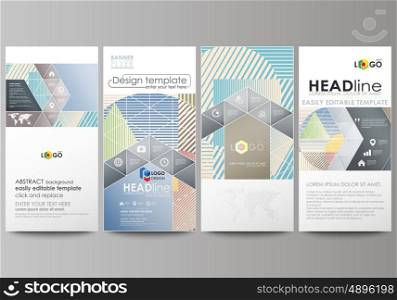 Flyers set, modern banners. Business templates. Cover design template, easy editable abstract vector layouts. Minimalistic design with lines, geometric shapes forming beautiful background.
