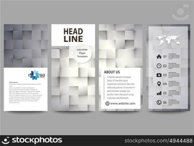 Flyers set, modern banners. Business templates. Cover design template, easy editable abstract vector layouts. Pattern made from squares, gray background in geometrical style. Simple texture.. Flyers set, modern banners. Business templates. Cover design template, easy editable abstract vector layouts. Pattern made from squares, gray background in geometrical style. Simple texture