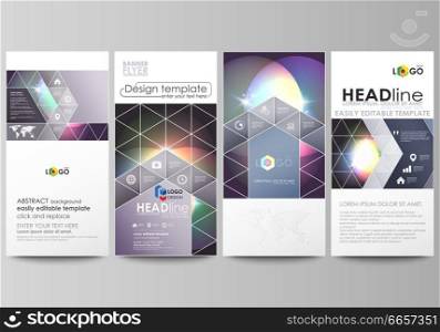 Flyers set, modern banners. Business templates. Cover design template, easy editable abstract vector layouts. Retro style, mystical Sci-Fi background. Futuristic trendy design.. Flyers set, modern banners. Business templates. Cover template, easy editable abstract vector layouts. Retro style, mystical Sci-Fi background. Futuristic trendy design.