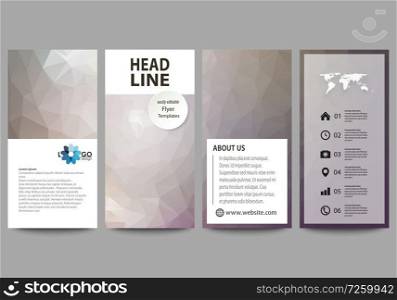 Flyers set, modern banners. Business templates. Cover design template, easy editable abstract vector layouts. Dark color triangles and colorful polygones. Abstract polygonal style background.. Flyers set, modern banners. Business templates. Cover design template, easy editable vector layouts. Dark color triangles and colorful polygones. Abstract polygonal style background.