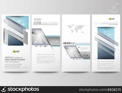 Flyers set, modern banners. Business templates. Cover design template, easy editable, flat layouts. Abstract blue or gray pattern with lines, vector texture.. Flyers set, modern banners. Business templates. Cover design template, easy editable, abstract flat layouts. Abstract blue or gray business pattern with lines, modern stylish vector texture.