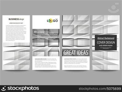 Flyers set, modern banners. Business templates. Cover design template, easy editable vector layouts. Abstract infinity background, 3d structure, rectangles forming illusion of depth and perspective.. Flyers set, modern banners. Business templates. Cover design template, easy editable abstract vector layouts. Abstract infinity background, 3d structure with rectangles forming illusion of depth and perspective.