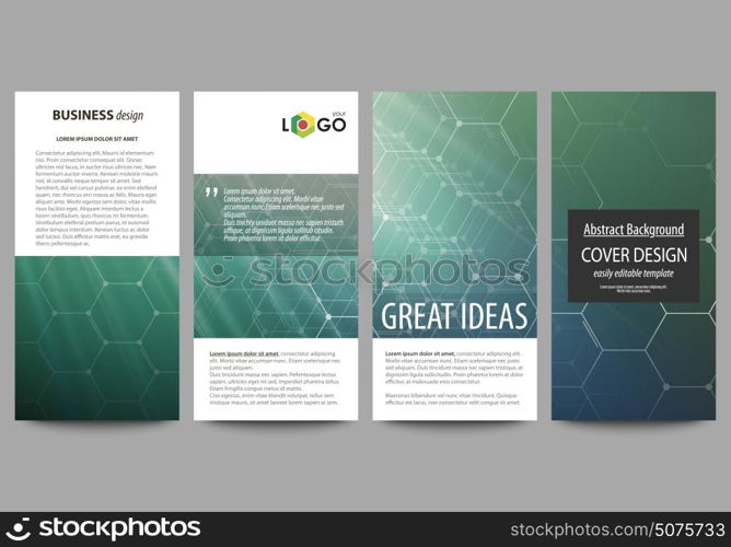 Flyers set, modern banners. Business templates. Cover design template, easy editable vector layouts. Chemistry pattern, hexagonal molecule structure. Medicine, science, technology concept.. Flyers set, modern banners. Business templates. Cover design template, easy editable vector layouts. Chemistry pattern, hexagonal molecule structure. Medicine, science, technology concept
