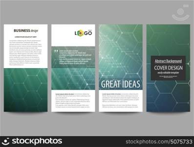 Flyers set, modern banners. Business templates. Cover design template, easy editable vector layouts. Chemistry pattern, hexagonal molecule structure. Medicine, science, technology concept.. Flyers set, modern banners. Business templates. Cover design template, easy editable vector layouts. Chemistry pattern, hexagonal molecule structure. Medicine, science, technology concept