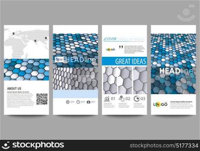 Flyers set, modern banners. Business templates. Cover design template, easy editable vector layouts. Blue and gray color hexagons in perspective. Abstract polygonal style background. Flyers set, modern banners. Business templates. Cover design template, easy editable vector layouts. Blue and gray color hexagons in perspective. Abstract polygonal style background.