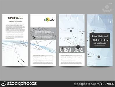 Flyers set, modern banners. Business templates. Cover design template, vector layouts. Blue color abstract infographic background made from lines, symbols, charts, diagrams and other elements.. Flyers set, modern banners. Business templates. Cover design template, easy editable abstract vector layouts. Blue color abstract infographic background in minimalist style made from lines, symbols, charts, diagrams and other elements.
