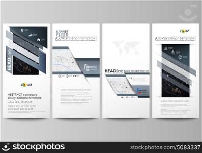 Flyers set, modern banners. Business templates. Cover design template, vector layouts. Abstract infographic background made from lines, symbols, charts, diagrams and other elements.. Flyers set, modern banners. Business templates. Cover design template, easy editable abstract vector layouts. Abstract infographic background in minimalist style made from lines, symbols, charts, diagrams and other elements.