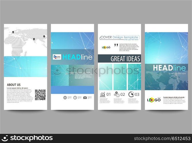 Flyers set, modern banners. Business templates. Cover design template, vector layouts. Chemistry pattern, connecting lines and dots, molecule structure, medical DNA research. Medicine concept.. Flyers set, modern banners. Business templates. Cover design template, easy editable abstract vector layouts. Chemistry pattern, connecting lines and dots, molecule structure, medical DNA research. Medicine concept.