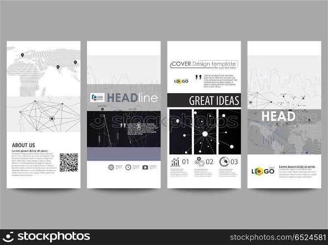 Flyers set, modern banners. Business templates. Cover design template, vector layouts. Abstract infographic background made from lines, symbols, charts, diagrams and other elements.. Flyers set, modern banners. Business templates. Cover design template, easy editable abstract vector layouts. Abstract infographic background in minimalist style made from lines, symbols, charts, diagrams and other elements.