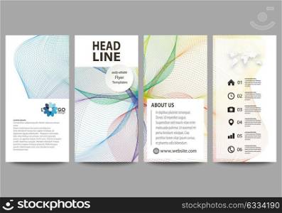 Flyers set, modern banners. Business templates. Cover template, easy editable, flat style layouts, vector illustration. Colorful design background with abstract waves.. Flyers set, modern banners. Business templates. Cover template, easy editable, flat style layouts, vector illustration. Colorful design background with abstract waves